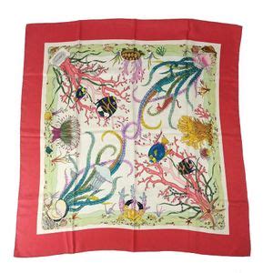 gucci cotton scarf fish and coral womens|Gucci frayed scarf.